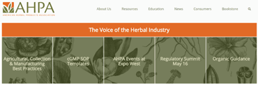 Screenshot of AHPA website