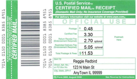 USPS Certified Mail Slip USPS Certified Mail Slip
