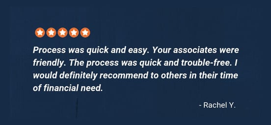 Screenshot of Feedback from MoneyKey customer