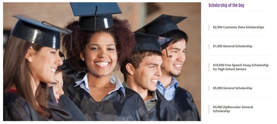 Screenshot of TFS Scholarships web page