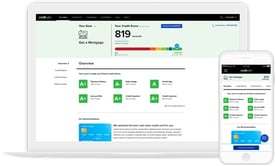 Screenshots of credit report card on laptop and mobile device Screenshots of credit report card on laptop and mobile device
