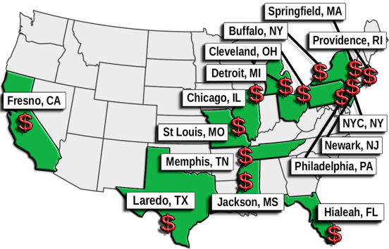 15 U.S. Cities Facing Financial Distress