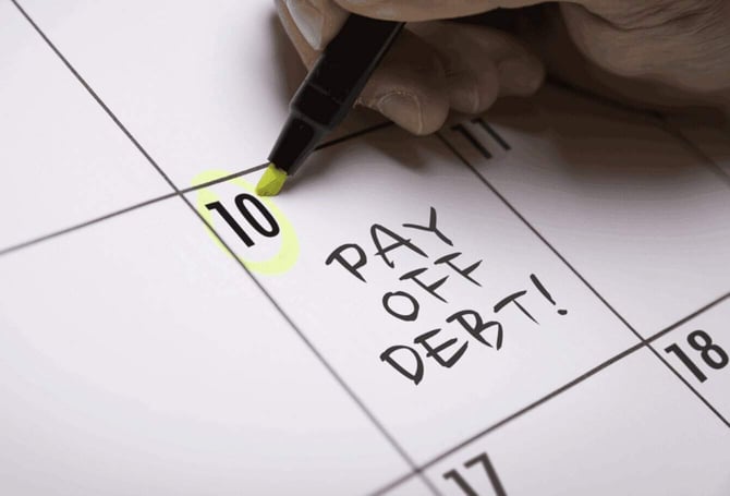 Calendar with dept-payoff reminder Calendar with dept-payoff reminder