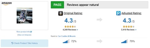 Screenshot of ReviewMeta Amazon product review analysis Screenshot of ReviewMeta Amazon product review analysis