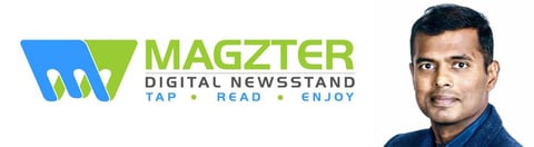 Magzter logo and Co-Founder and President Vijay Radhakrishnan