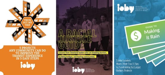 Screenshot of ioby guide covers