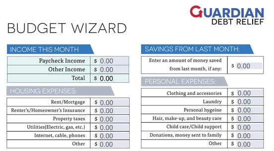 Screenshot of Guardian Debt Relief budget calculator Screenshot of Guardian Debt Relief budget calculator