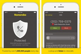 Screenshots of Nomorobo on mobile devices Screenshots of Nomorobo on mobile devices