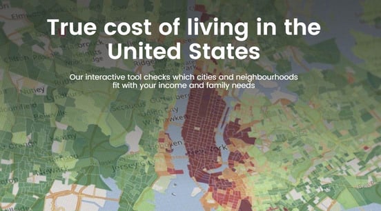 Screenshot of cost of living tool Screenshot of cost of living tool