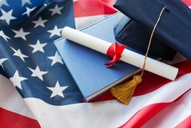 Diploma and American Flag Photo