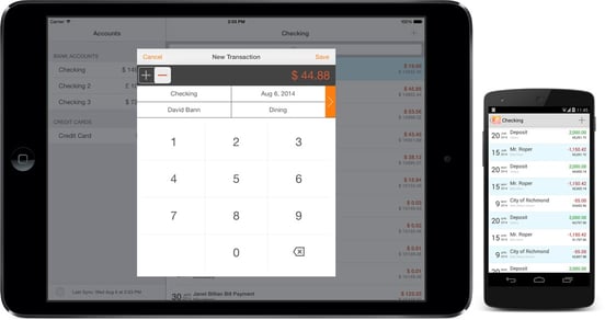 Screenshots of Moneydance on mobile devices Screenshots of Moneydance on mobile devices