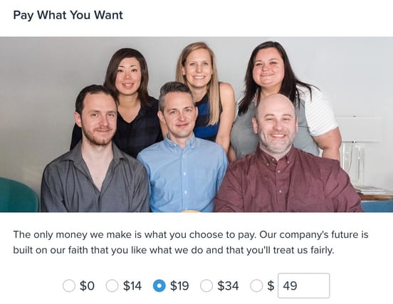Screenshot of Pay What You Want page Screenshot of Pay What You Want page
