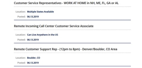 Screenshot of job listing on VirtualAssistants.com