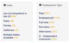 Screenshots of state and industry search parameters on VirtualAssistants.com Screenshots of state and industry search parameters on VirtualAssistants.com