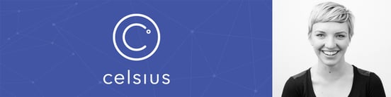 Celsius Network logo and Director of Marketing Kristen Ryan Celsius Network logo and Director of Marketing Kristen Ryan