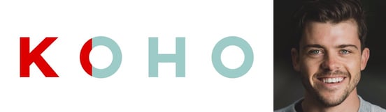 KOHO logo and Founder Daniel Eberhard KOHO logo and Founder Daniel Eberhard