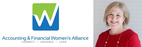 AFWA logo and photo of National President Karyn Hartke