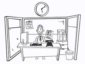 Cartoon Drawing of a Man at a Desk