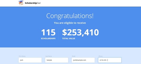 Screenshot of ScholarshipOwl scholarship page Screenshot of ScholarshipOwl scholarship page