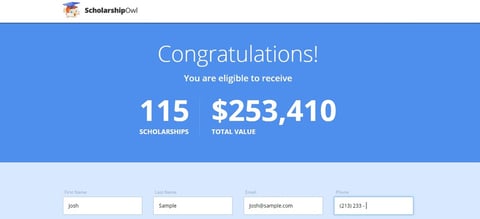 Screenshot of ScholarshipOwl scholarship page