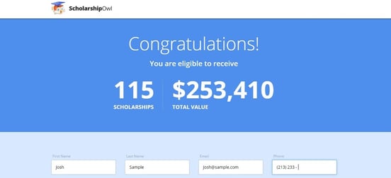 Screenshot of ScholarshipOwl scholarship page Screenshot of ScholarshipOwl scholarship page