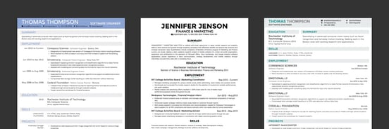 Screenshots of Creddle résumés Screenshots of Creddle résumés