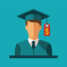 College Graduate and Price Tag on Cap College Graduate and Price Tag on Cap