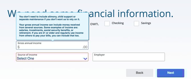 Screenshot of a Credit Card application Screenshot of a Credit Card application