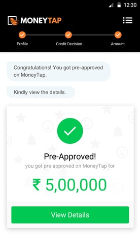 Screenshot from MoneyTap app Screenshot from MoneyTap app