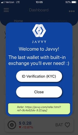 Javvy Signup Screen on Mobile Javvy Signup Screen on Mobile