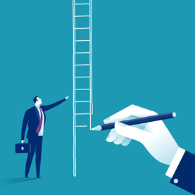 Illustration of Businessman and Ladder