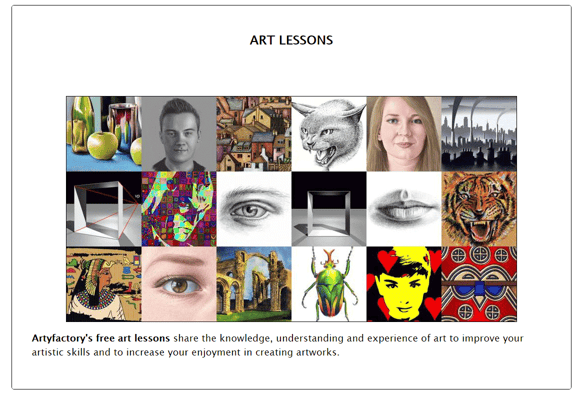 Screenshot of the Artyfactory homepage