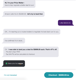 PriceWaiter Negotiation Dialogue Box PriceWaiter Negotiation Dialogue Box