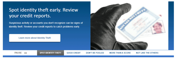 Identity Theft Banner on AnnualCreditReport.com Identity Theft Banner on AnnualCreditReport.com