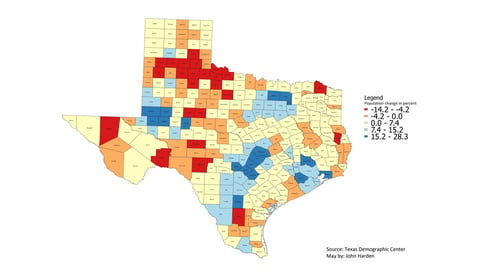 Texas Demographic Center map