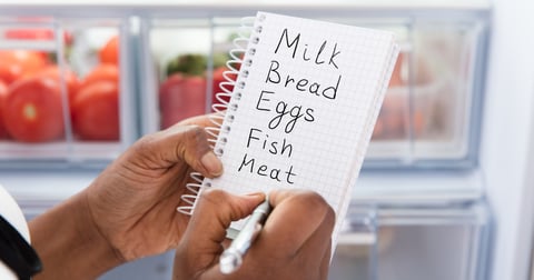 Photo of a shopping list