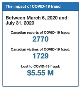 Screenshot of COVID-19 fraud stats