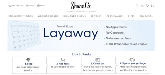 Screenshot of Shane Co. Layaway Program Screenshot of Shane Co. Layaway Program