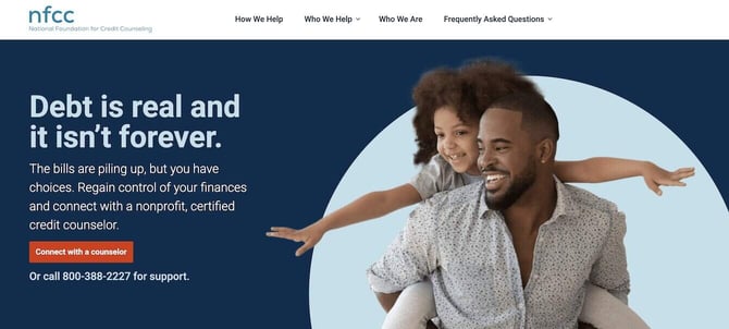 Screenshot of NFCC Website