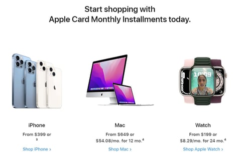 Screenshot of Apple Card Financing
