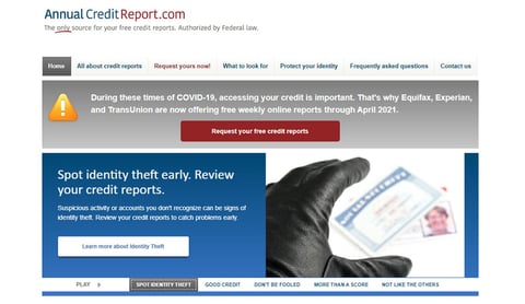 Screenshot of AnnualCreditReport.com