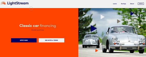 LightStream screenshot of the classic car financing page