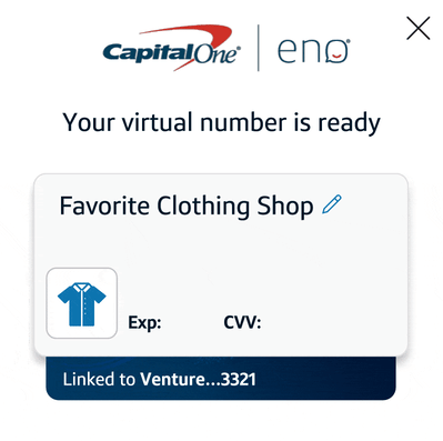 Capital One Eno Virtual Numbers