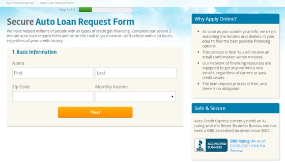 Auto Credit Express Application Auto Credit Express Application