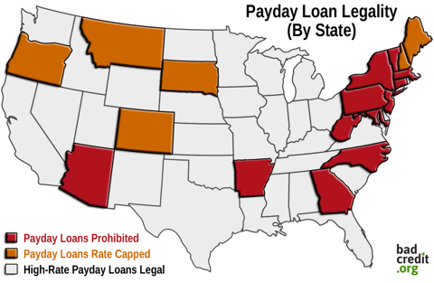 Map of Payday Loan Legality Map of Payday Loan Legality
