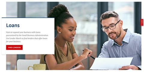 Screenshot of the SBA homepage. Screenshot of the SBA homepage.