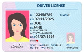 Cartoon image of a driver's license. Cartoon image of a driver's license.
