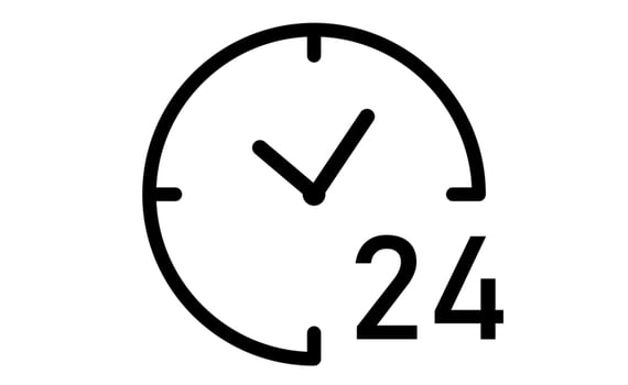 Photo of a clock and the number 24. Photo of a clock and the number 24.