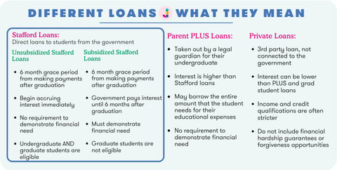 Juno graphic on student loan types
