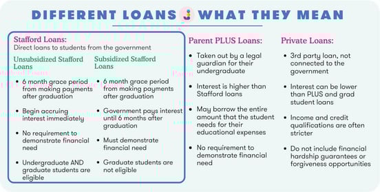 Juno graphic on student loan types Juno graphic on student loan types